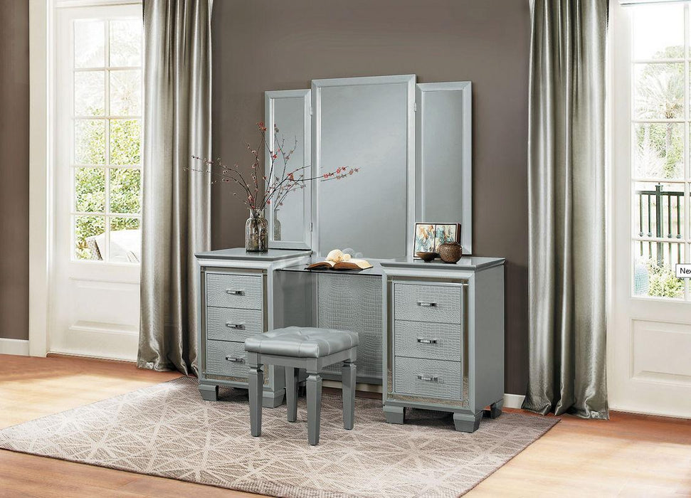 Allura Vanity Dresser with Mirror in Silver 1916-15* - Home Discount Furniture - NJ-linden