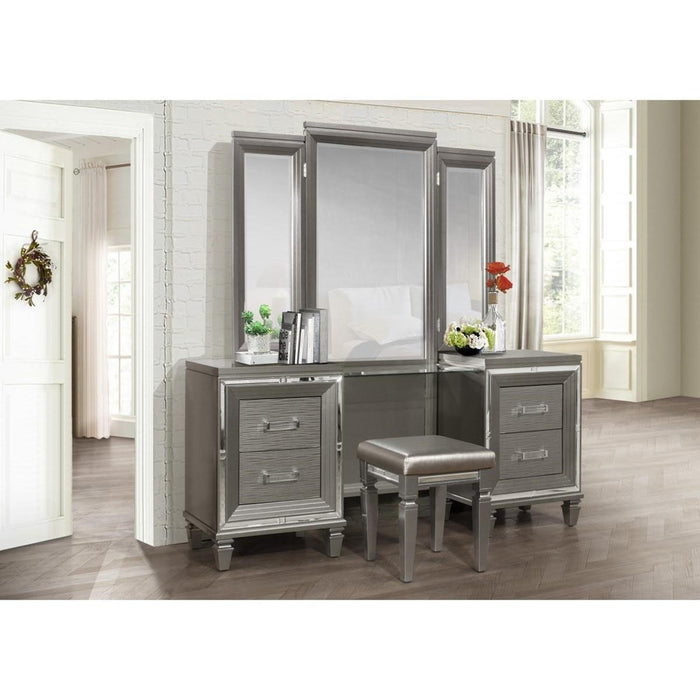 Tamsin 3pcs Vanity Dresser with Mirror in Silver Grey Metallic 1616-15 - Home Discount Furniture - NJ-linden
