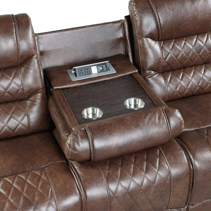 Putnam Double Reclining Sofa with Drop-Down in Brown 9405BR-3 - Home Discount Furniture - NJ-linden