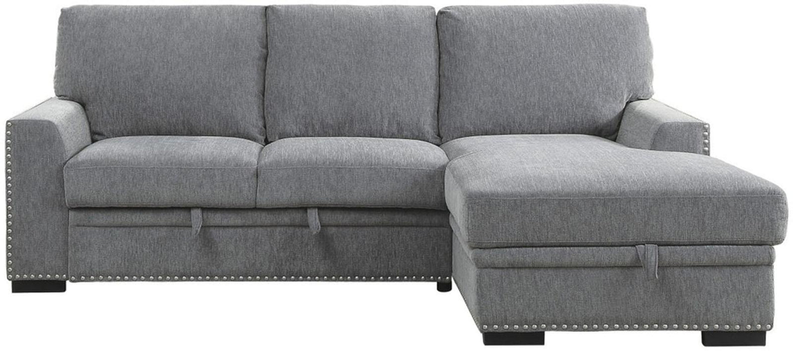 Morelia 2pc Sectional with Pull Out Bed and Right Chaise in Dark Gray 9468DG*2RC2L - Home Discount Furniture - NJ-linden