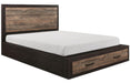 Miter Queen Platform Bed with Footboard Storage in Rustin Mahogany & Dark Ebony 1762-1* - Home Discount Furniture - NJ-linden