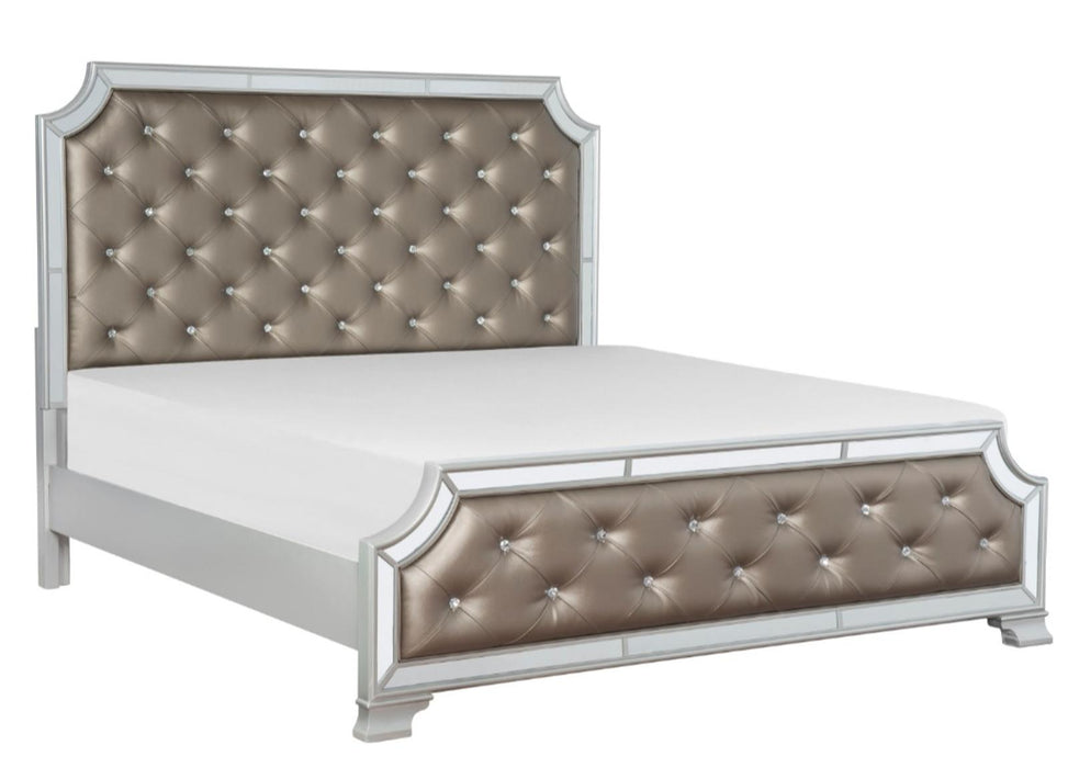 Avondale Queen Upholstered Panel Bed in Silver 1646-1* - Home Discount Furniture - NJ-linden