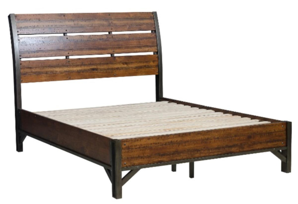 Holverson King Platform Bed in Rustic Brown & Gunmetal 1715K-1EK* - Home Discount Furniture - NJ-linden