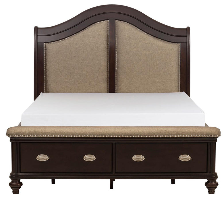 Marston Queen Sleigh Storage Bed in Dark Cherry 2615DC-1 - Home Discount Furniture - NJ-linden