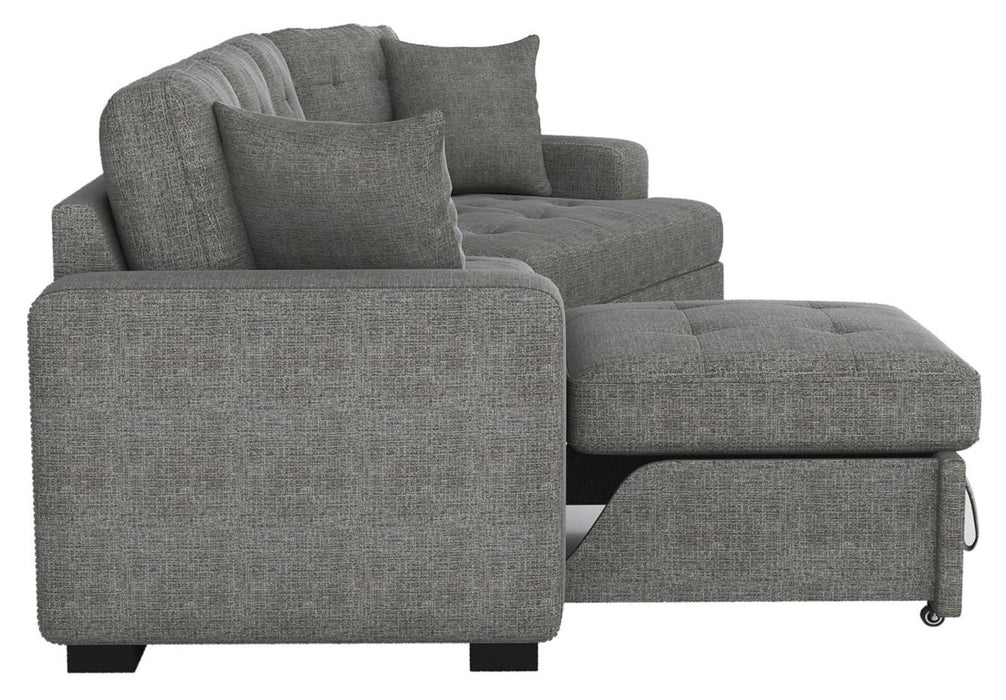 Logansport Left Side 2-Seater with Pull-out Ottoman and 1 Pillow in Gray 9401GRY-2L - Home Discount Furniture - NJ-linden