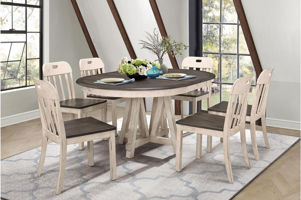 Clover Round Dining Table in White and Gray 5656-66* - Home Discount Furniture - NJ-linden