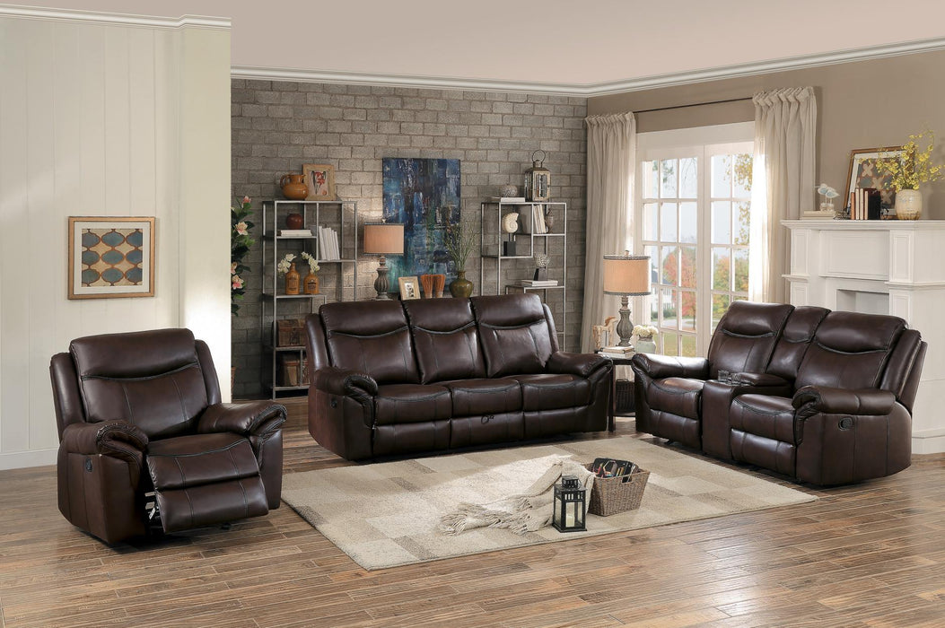 Aram Double Glider Reclining Sofa in Brown 8206BRW-3 - Home Discount Furniture - NJ-linden