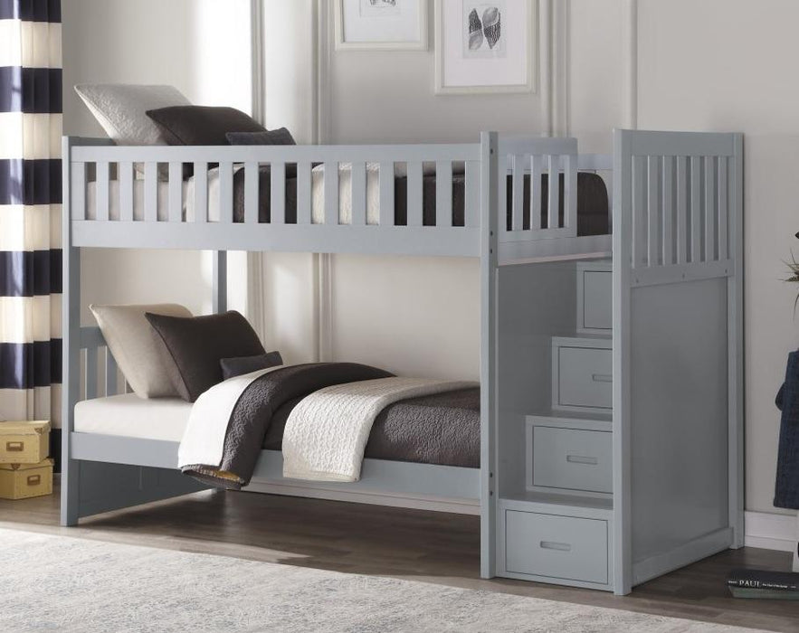 Orion Bunk Bed w/ Reversible Step Storage in Gray B2063SB-1* - Home Discount Furniture - NJ-linden