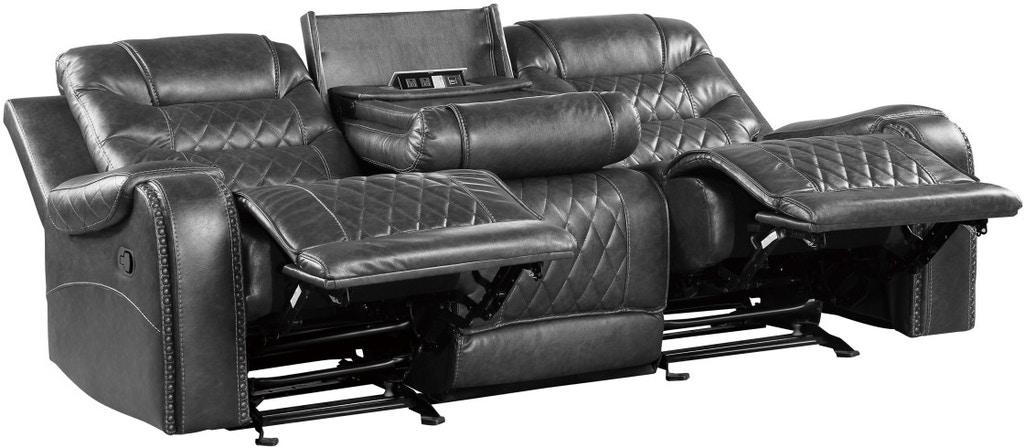 Putnam Power Double Reclining Sofa with Drop-Down in Gray 9405GY-3PW - Home Discount Furniture - NJ-linden