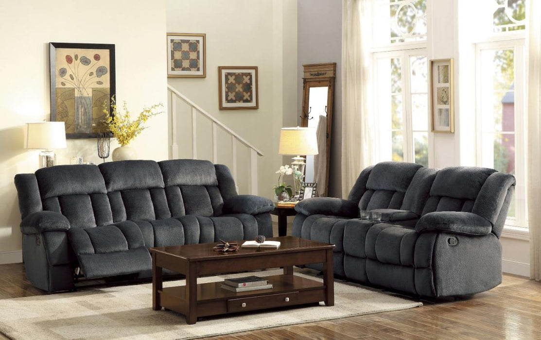 Laurelton Double Glider Reclining Loveseat w/ Center Console in Charcoal 9636CC-2 - Home Discount Furniture - NJ-linden