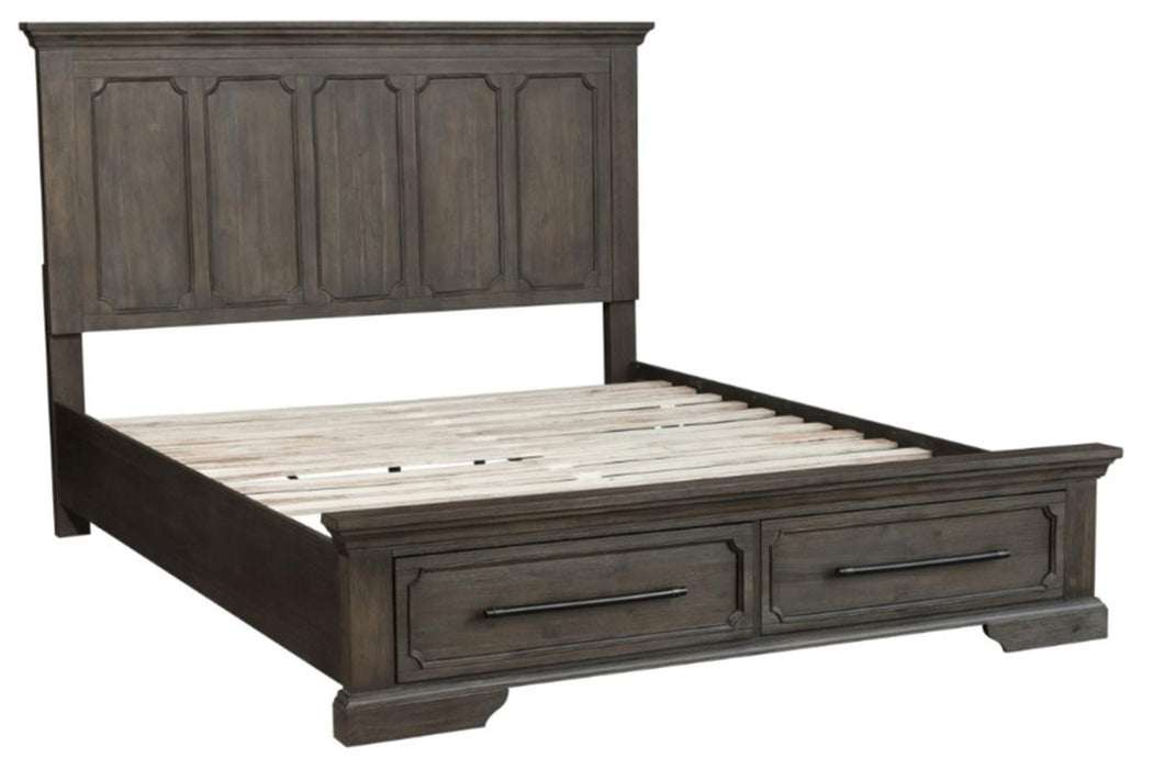 Taulon King Platform Bed with Footboard Storage in Dark Oak 5438K-1EK* - Home Discount Furniture - NJ-linden
