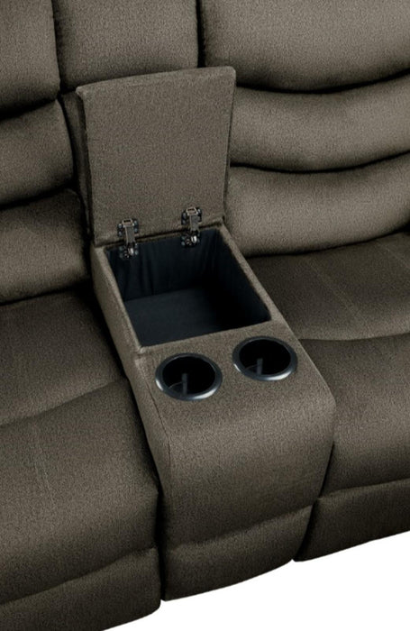 Discus Double Reclining Loveseat in Brown 9526BR-2 - Home Discount Furniture - NJ-linden