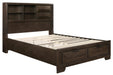 Chesky King Bookcase Bed with Footboard Storage in Warm Espresso 1753K-1EK* - Home Discount Furniture - NJ-linden