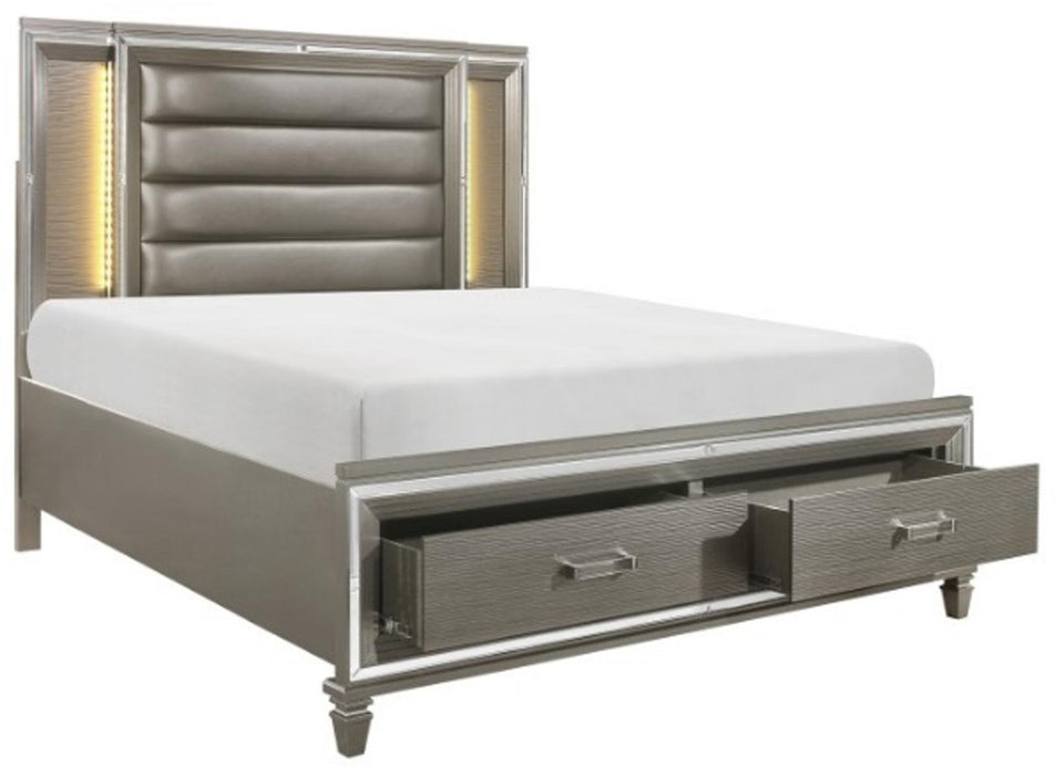 Tamsin Queen Upholstered Storage Bed in Silver Grey Metallic 1616-1* - Home Discount Furniture - NJ-linden