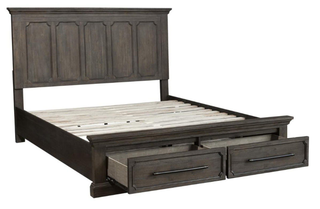 Taulon King Platform Bed with Footboard Storage in Dark Oak 5438K-1EK* - Home Discount Furniture - NJ-linden