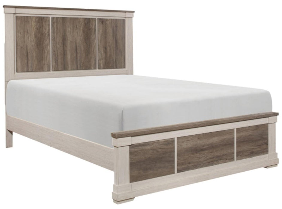 Arcadia Queen Panel Bed in White & Weathered Gray 1677-1* - Home Discount Furniture - NJ-linden