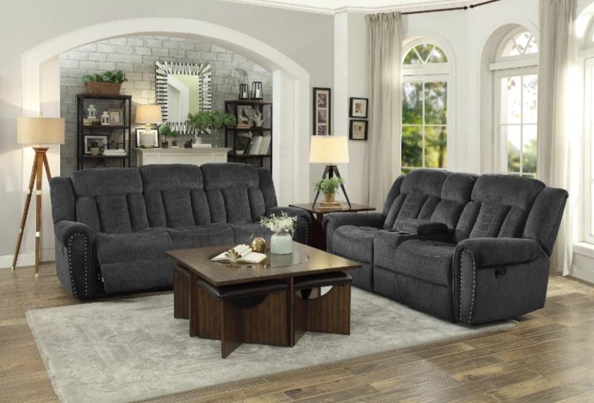 Nutmeg Double Reclining Loveseat in Charcoal Gray 9901CC-2 - Home Discount Furniture - NJ-linden