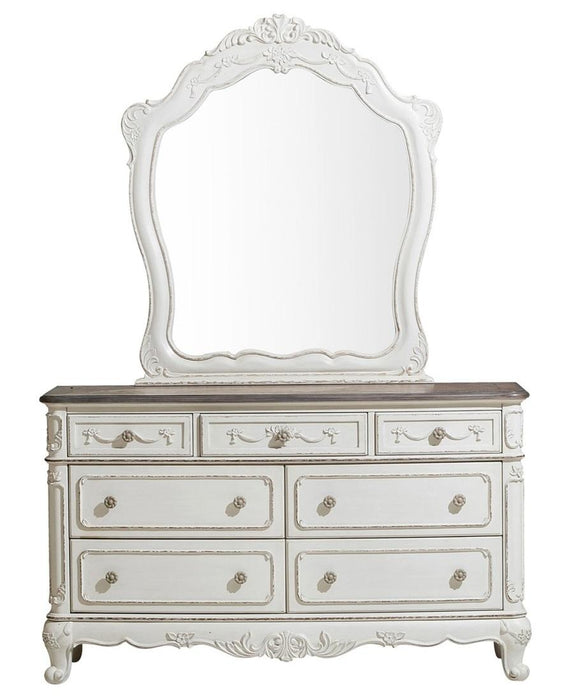Cinderella 7 Drawer Dresser in Antique White with Grey Rub-Through 1386NW-5 - Home Discount Furniture - NJ-linden
