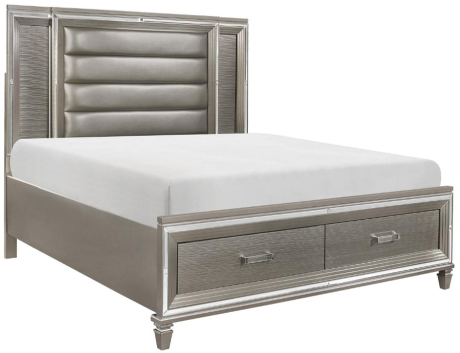 Tamsin King Upholstered Storage Bed in Silver Grey Metallic 1616K-1EK* - Home Discount Furniture - NJ-linden