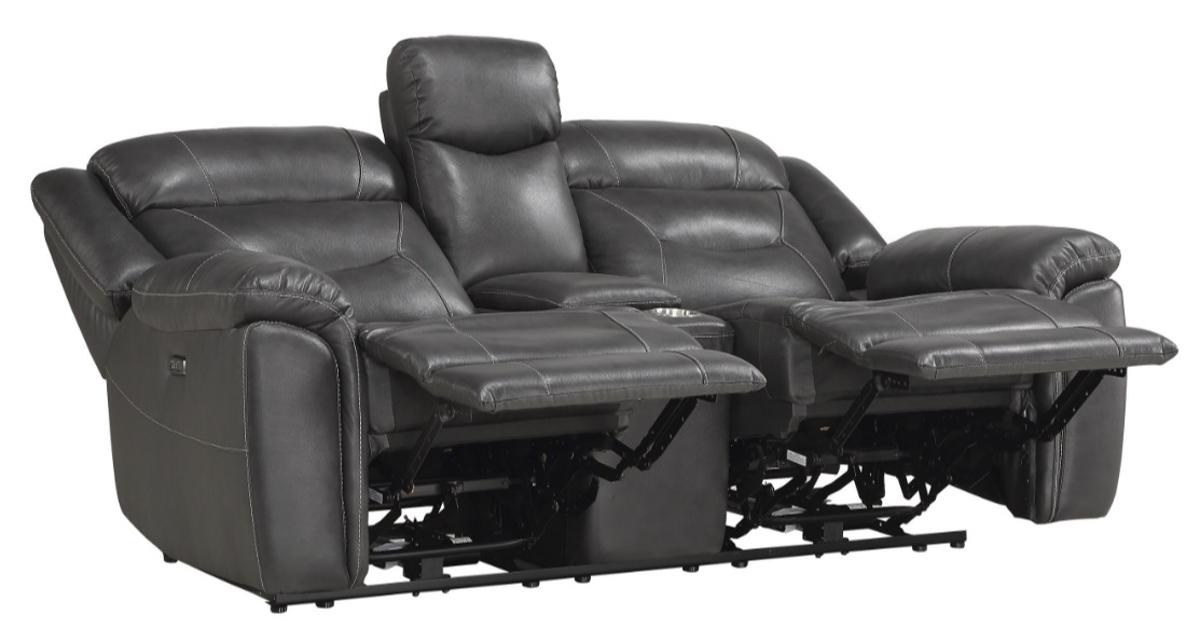Danio Power Double Reclining Loveseat with Power Headrests in Dark Gray 9528DGY-2PWH - Home Discount Furniture - NJ-linden