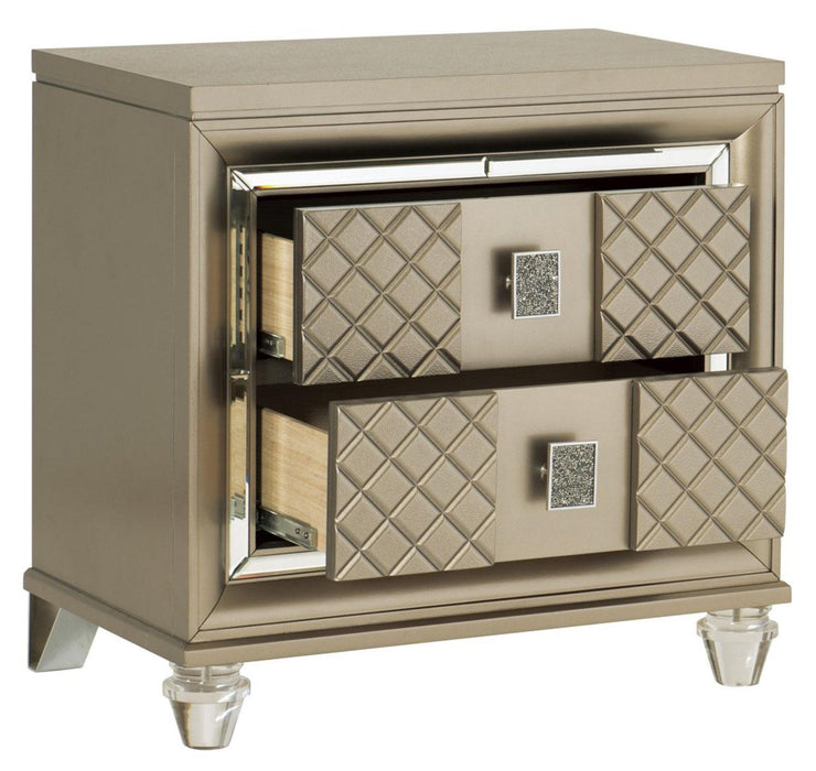 Loudon 2 Drawer Nightstand in Champagne Metallic 1515-4 - Home Discount Furniture - NJ-linden
