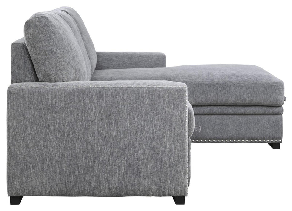 Morelia 2pc Sectional with Pull Out Bed and Right Chaise in Dark Gray 9468DG*2RC2L - Home Discount Furniture - NJ-linden