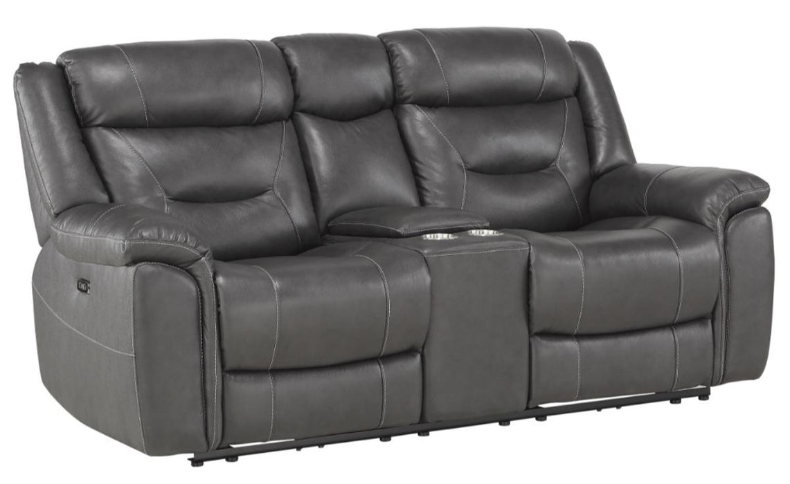 Danio Power Double Reclining Loveseat with Power Headrests in Dark Gray 9528DGY-2PWH - Home Discount Furniture - NJ-linden