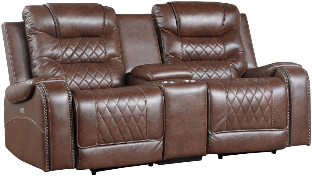 Putnam Power Double Reclining Loveseat in Brown 9405BR-2PW - Home Discount Furniture - NJ-linden