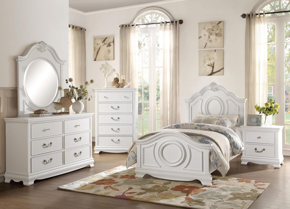 Lucida Twin Panel Bed in White 2039TW-1* - Home Discount Furniture - NJ-linden