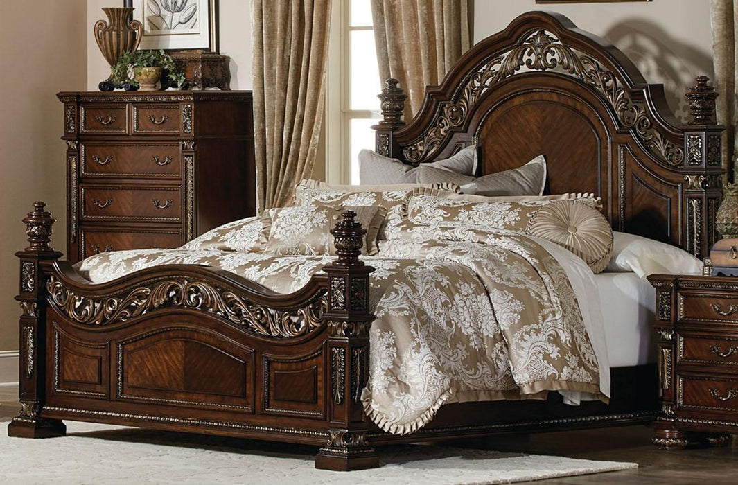 Catalonia Queen Poster Bed in Cherry 1824-1 - Home Discount Furniture - NJ-linden