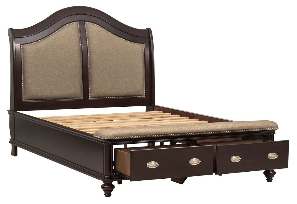 Marston Queen Sleigh Storage Bed in Dark Cherry 2615DC-1 - Home Discount Furniture - NJ-linden