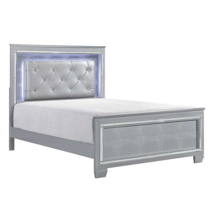 Allura Queen Panel Bed in Silver 1916-1* - Home Discount Furniture - NJ-linden