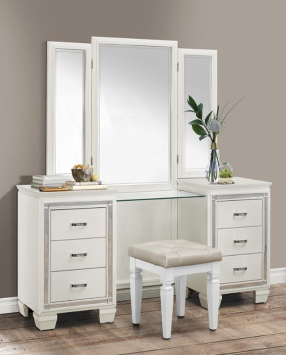 Allura Vanity Dresser with Mirror in White 1916W-15* - Home Discount Furniture - NJ-linden