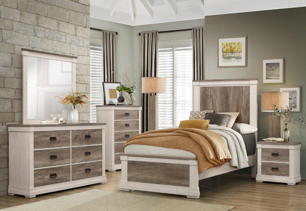 Arcadia Twin Panel Bed in White & Weathered Gray 1677T-1* - Home Discount Furniture - NJ-linden