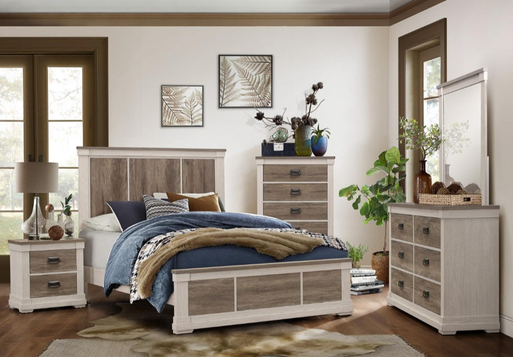 Arcadia Queen Panel Bed in White & Weathered Gray 1677-1* - Home Discount Furniture - NJ-linden