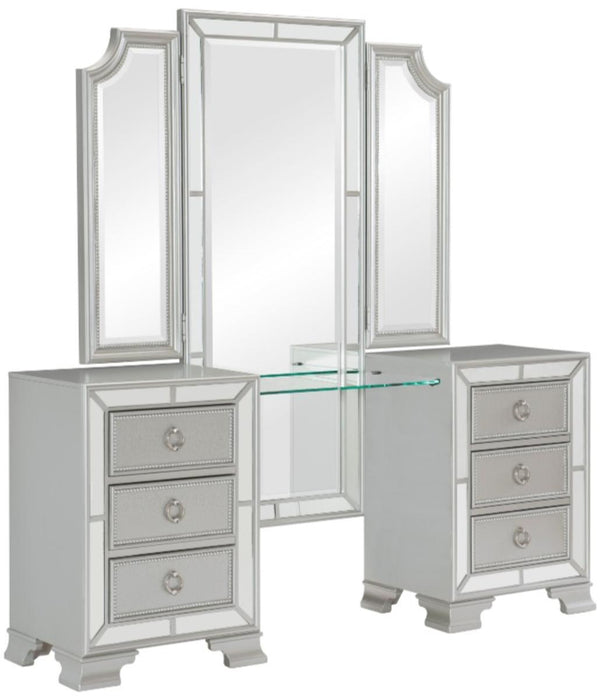 Avondale Vanity Dresser with Mirror in Silver 1646-15 - Home Discount Furniture - NJ-linden
