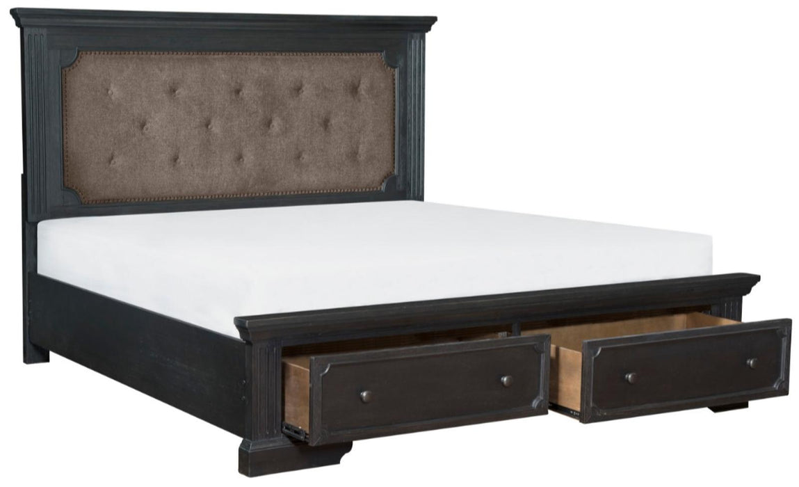Bolingbrook King Upholstered Storage Platform Bed in Coffee 1647K-1EK* - Home Discount Furniture - NJ-linden