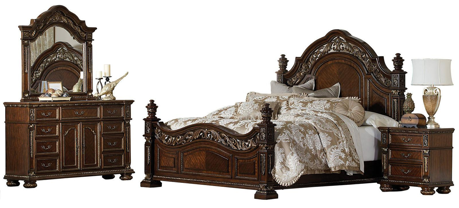 Catalonia Queen Poster Bed in Cherry 1824-1 - Home Discount Furniture - NJ-linden