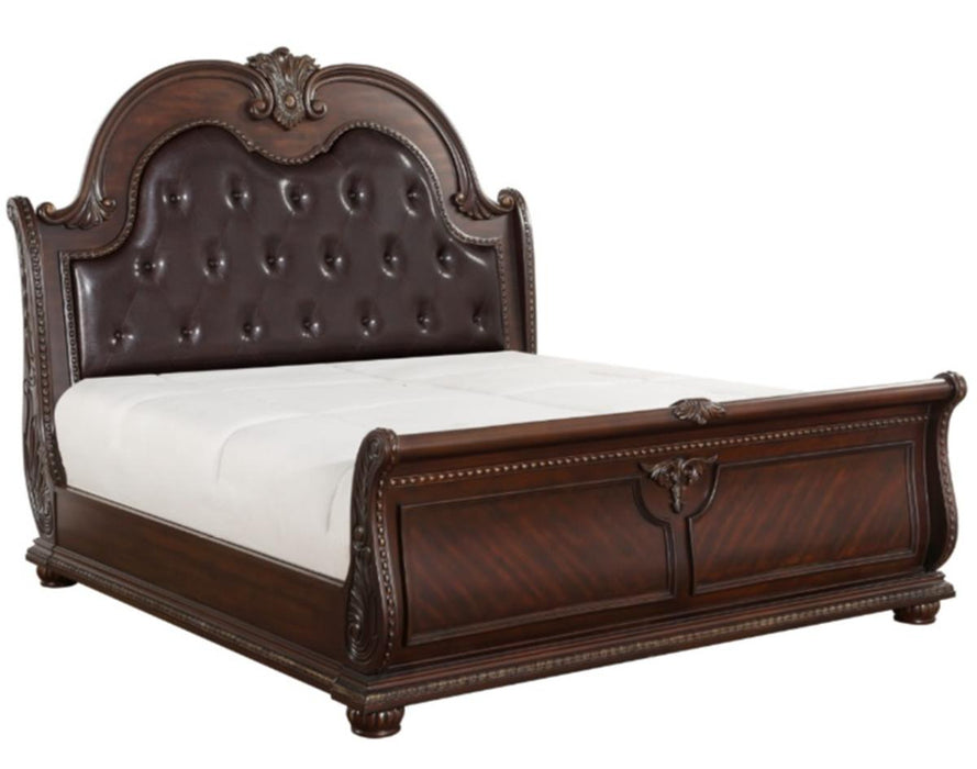 Cavalier King Sleigh Bed in Dark Cherry 1757K-1EK* - Home Discount Furniture - NJ-linden