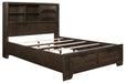 Chesky King Bookcase Bed with Footboard Storage in Warm Espresso 1753K-1EK* - Home Discount Furniture - NJ-linden