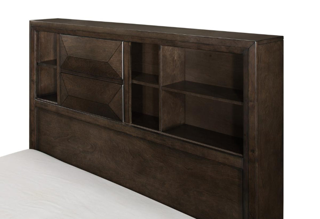 Chesky King Bookcase Bed with Footboard Storage in Warm Espresso 1753K-1EK* - Home Discount Furniture - NJ-linden