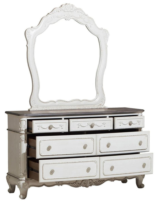 Cinderella 7 Drawer Dresser in Antique White with Grey Rub-Through 1386NW-5 - Home Discount Furniture - NJ-linden