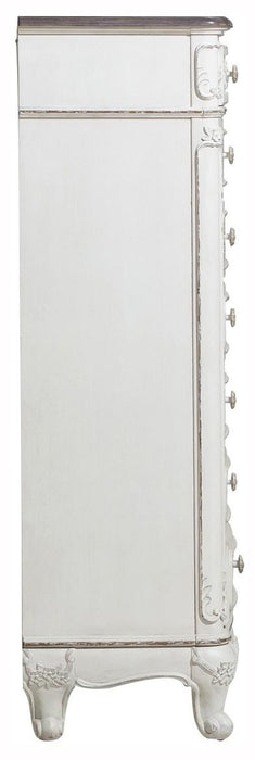 Cinderella 7 Drawer Tall Chest Antique White with Grey Rub-Through 1386NW-12 - Home Discount Furniture - NJ-linden