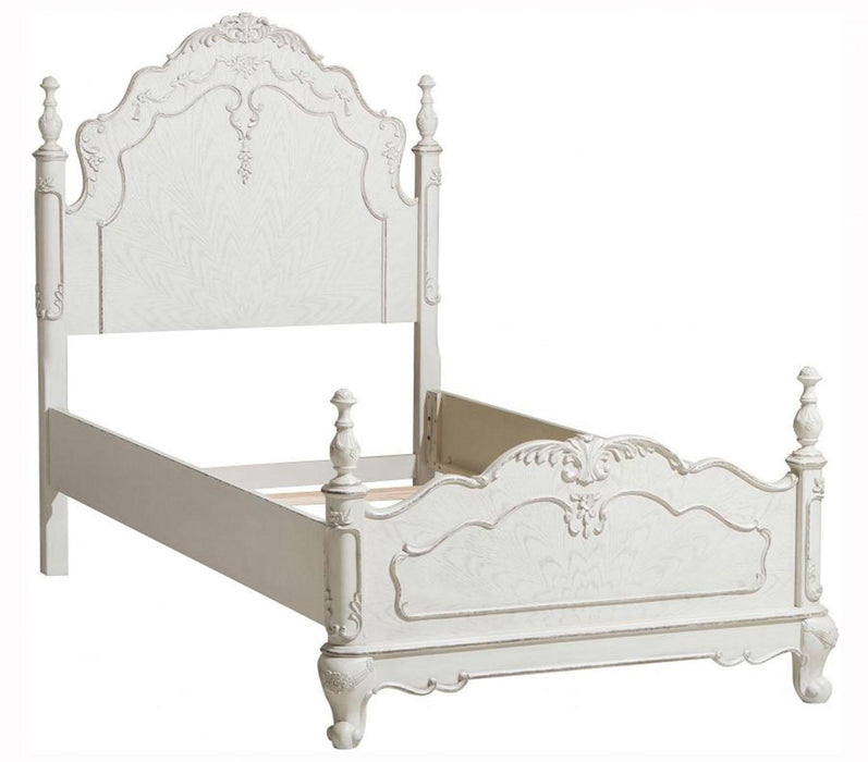 Cinderella Full Poster Bed in Antique White 1386FNW-1* - Home Discount Furniture - NJ-linden