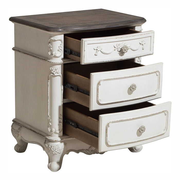 Cinderella Night Stand in Antique White with Grey Rub-Through 1386NW-4 - Home Discount Furniture - NJ-linden