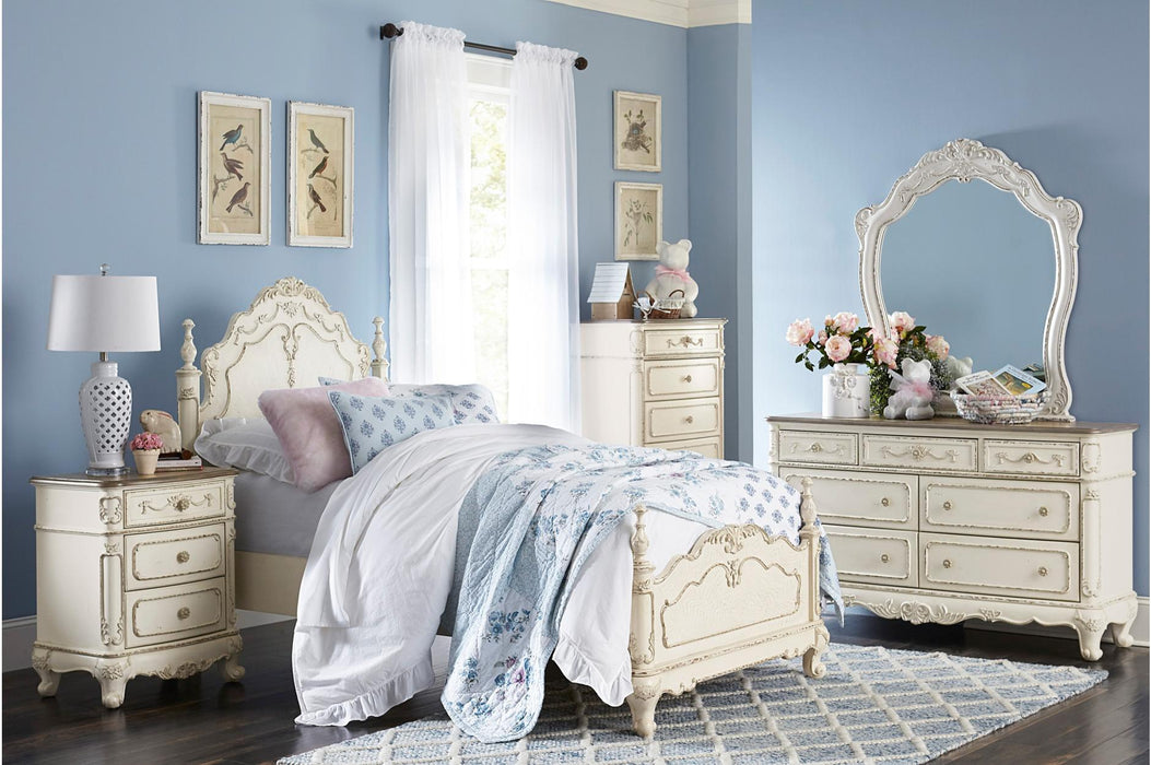 Cinderella 7 Drawer Dresser in Antique White with Grey Rub-Through 1386NW-5 - Home Discount Furniture - NJ-linden