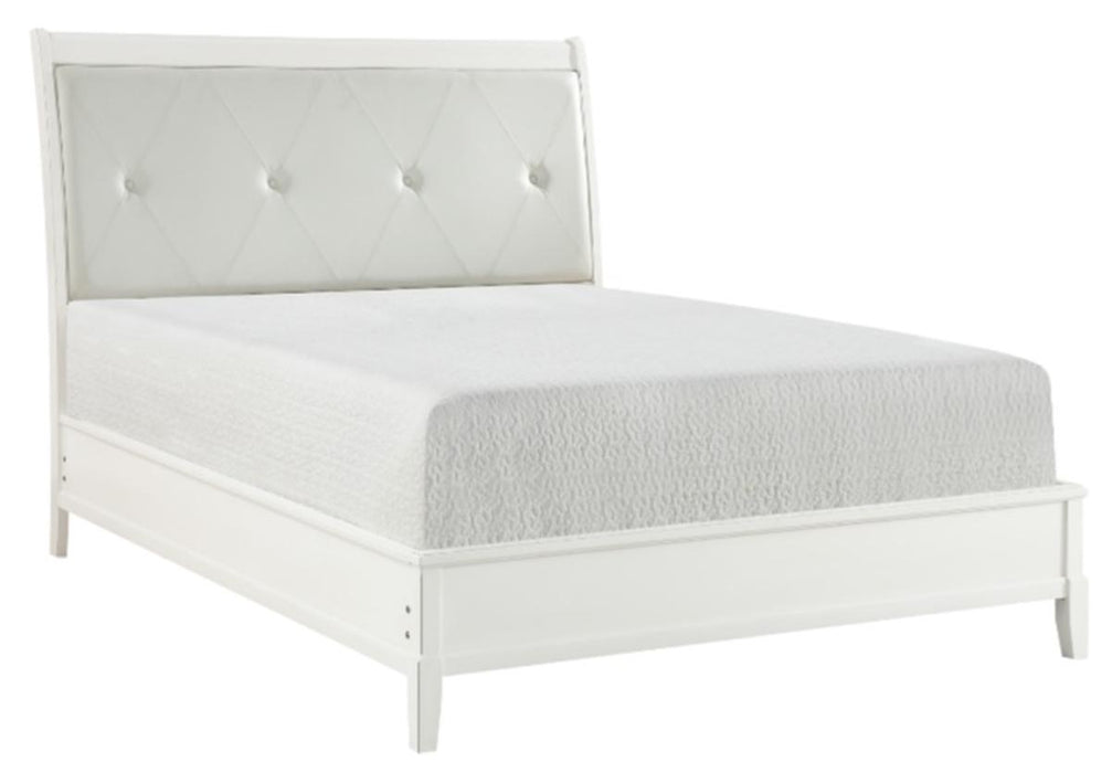 Cotterill King Upholstered Sleigh Bed in Antique White 1730KWW-1EK* - Home Discount Furniture - NJ-linden