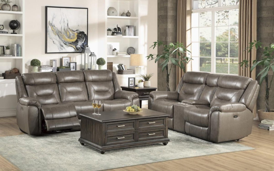 Danio Power Double Reclining Loveseat with Power Headrests in Brownish Gray 9528BRG-2PWH - Home Discount Furniture - NJ-linden