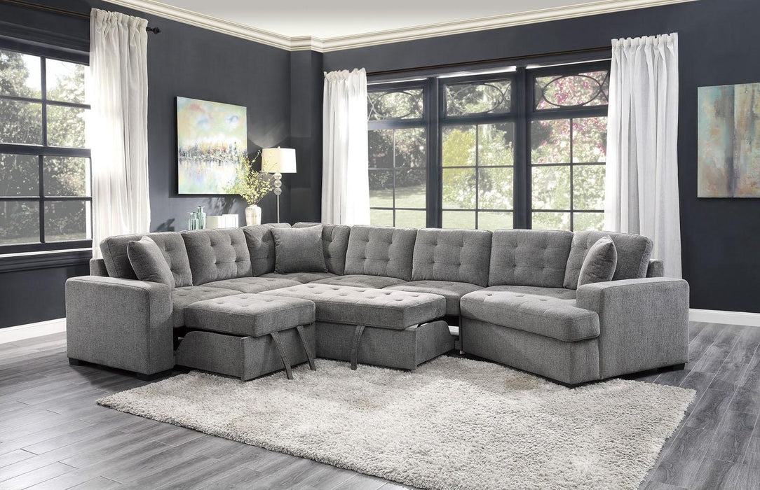 Logansport Armless 2-Seater with Pull-out Bed in Gray 9401GRY-2A - Home Discount Furniture - NJ-linden