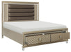 Loudon Queen Platform with Storage Bed in Champagne Metallic 1515-1* - Home Discount Furniture - NJ-linden